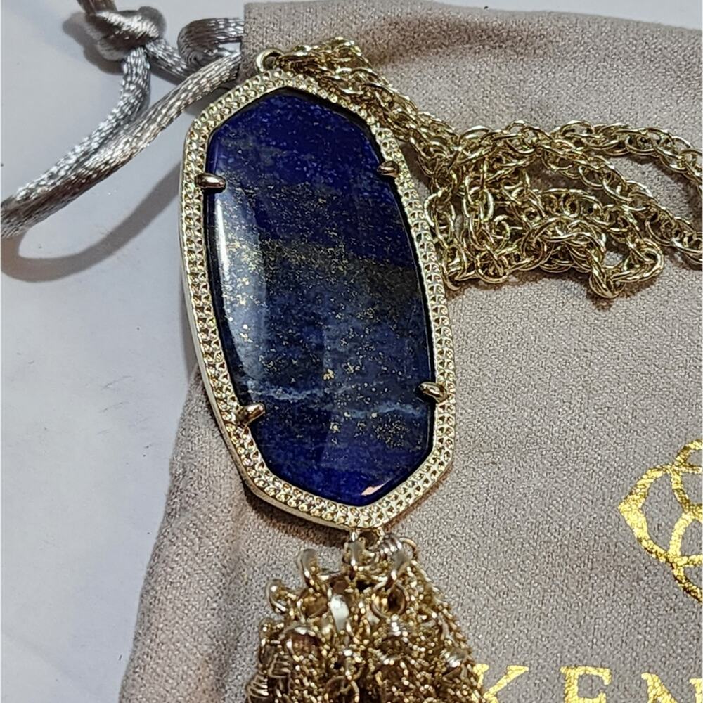 Kendra Scott gold and smooth blue Lapis?‎ Rayne necklace - Picture 4 of 6